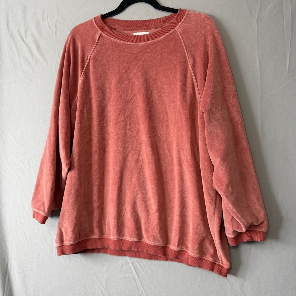 Aerie Womens Real Obsessed Oversized Velour Sweatshirt Size M Orange Loungewear - Picture 3 of 9
